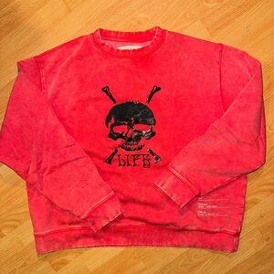 Neon Denim Brand Red Skull Life & Death Graphic Men's Sweatshirt